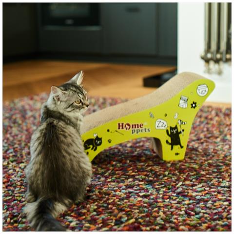 Tiragraffi Per Gatti In Cartone Ondulato Giocattolo Erba Gatta 47x17x25 Cm Cuccia Poltrona - Foto 2