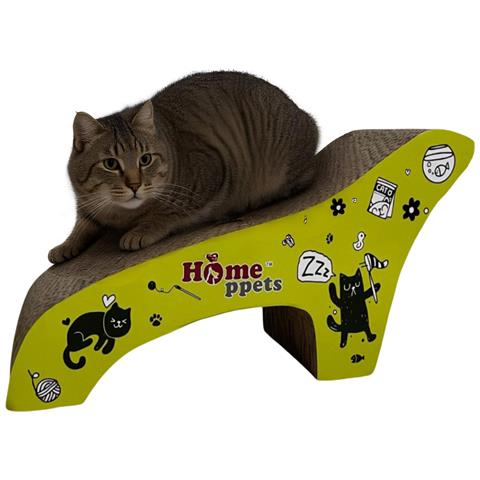 Tiragraffi Per Gatti In Cartone Ondulato Giocattolo Erba Gatta 47x17x25 Cm Cuccia Poltrona - Foto 4