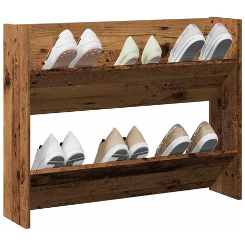 Scarpiera a Muro Legno Antico 80x18x60 cm in Truciolato - Foto 2