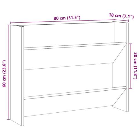 Scarpiera a Muro Legno Antico 80x18x60 cm in Truciolato - Foto 9