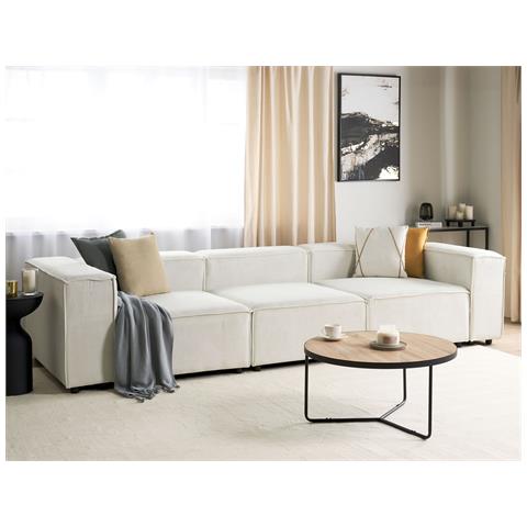 Divano Modulare 3 Posti Ardal Velluto A Coste Bianco Sporco - Foto 1