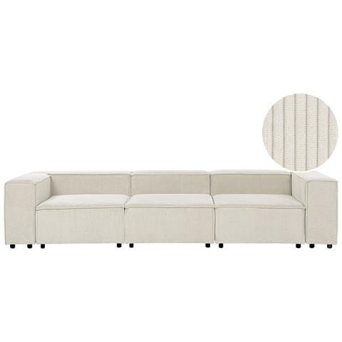 Divano Modulare 3 Posti Ardal Velluto A Coste Bianco Sporco - Foto 2