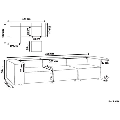 Divano Modulare 3 Posti Ardal Velluto A Coste Bianco Sporco - Foto 8