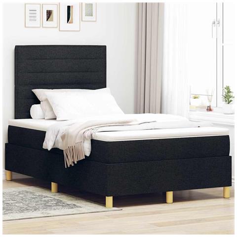 Letto a molle con materasso Nero 120 x 190 cm Tessuto - Foto 2