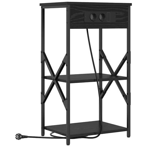 Armadio da Notte Rovere nero 41 x 31 x 76 cm Legno multistrato - Foto 1