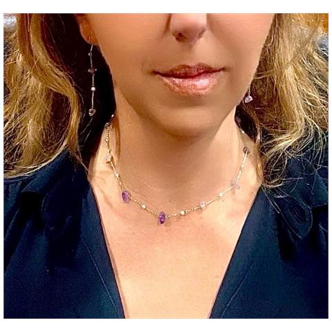 Set Di Collana E Orecchini In Ametista Naturale Irregolare - Foto 3