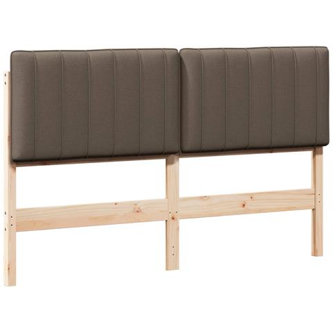 Testiera imbottita Marrone e taupe 150 cm Pino massello - Foto 1