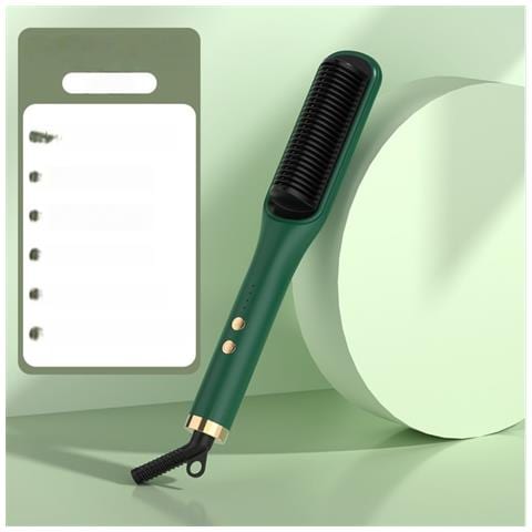 Spazzola Elettrica Lisciante Per Capelli: Doppio Uso, Riscaldamento Rapido Ptc E Design Antiscottatura Darkgreen - Foto 2