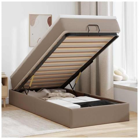 Struttura Letto Pouf con Materasso 80x200 cm Similpelle - Foto 2