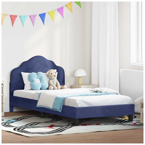 Struttura letto bambini con testata Blu Polizia 90 x 190 cm - Foto 2
