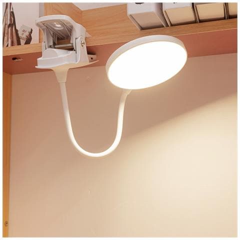 Lampada Da Scrivania Ricaricabile Con Clip Bianca — Touch Dimmer 5 Livelli, 5 Temperature Colore + Luce Rossa, 36 Led, Batteria 2000mah - Foto 2