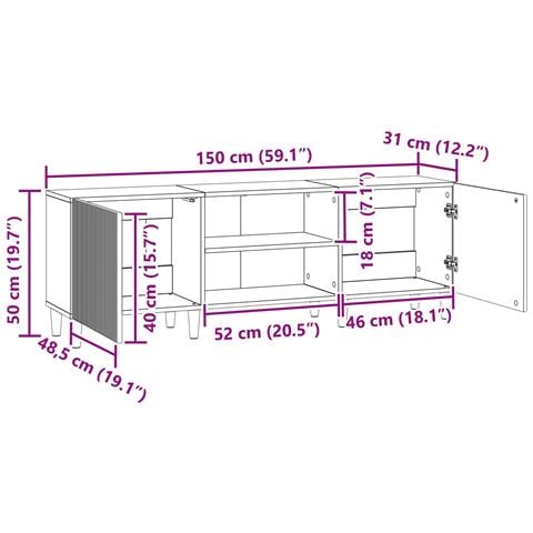 Mobile TV Legno antico 150 x 31 x 50 cm Legno ingegnerizzato - Foto 9