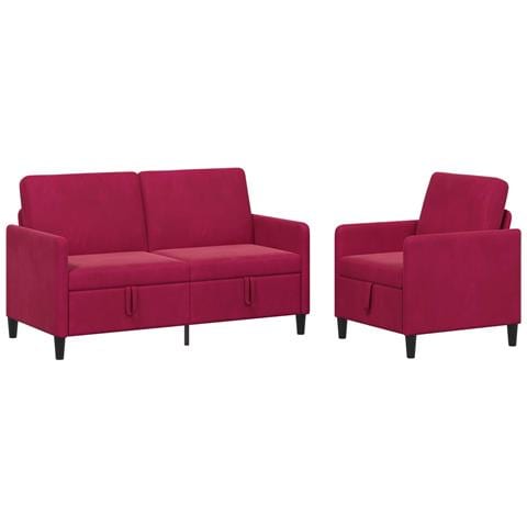 Set di Divani con Storage 2 pz Rosso Vino Poliestere - Foto 1