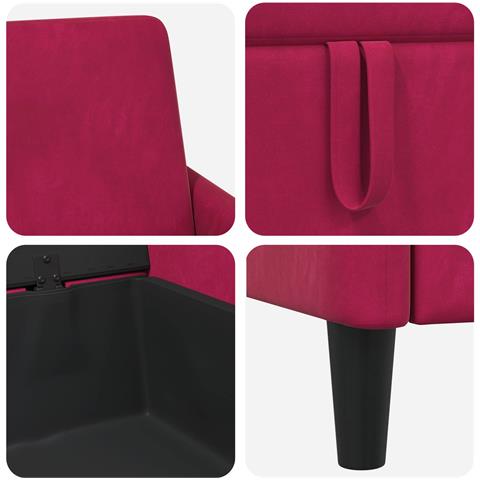 Set di Divani con Storage 2 pz Rosso Vino Poliestere - Foto 9