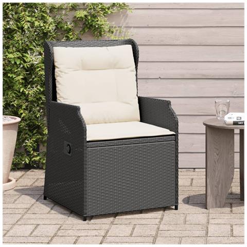 Sedie Reclinabili da Giardino 2 pz con Cuscini Nero Polyrattan - Foto 2