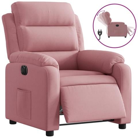 Poltrona Elettrica Reclinabile Massaggio in Velluto Rosa - Foto 1