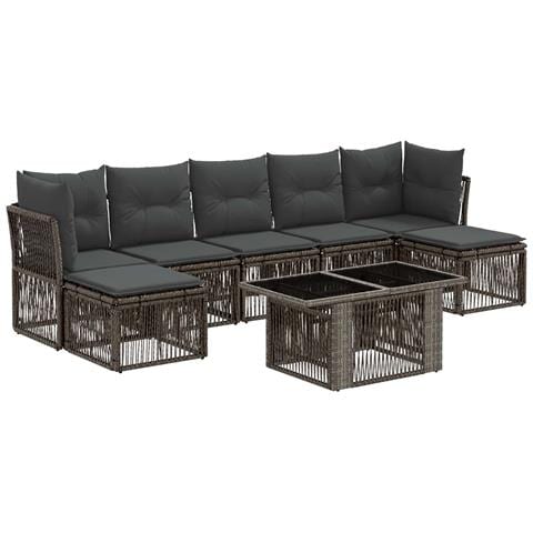 Set Divano da Giardino 8 pz Grigio polyrattan - Foto 1