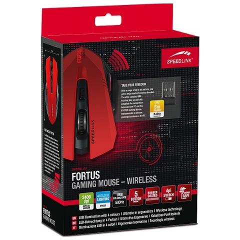 Mouse Gaming Wireless Fortus Ottico 5 Tasti 2400 DPI Colore Nero / Rosso - Foto 4