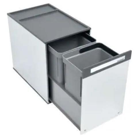 Raccogli Rifiuti in Acciaio Inox Estraibile 2 Contenitori 10+10 Litri - Foto 1