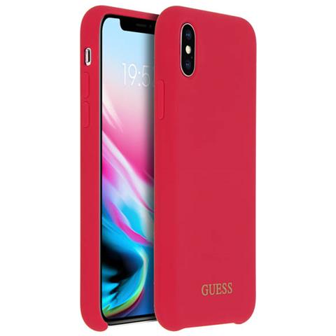 Cover Iphone Xs / X Silicone Soft-touch Guess Effetto Velluto - Rosso - Foto 2