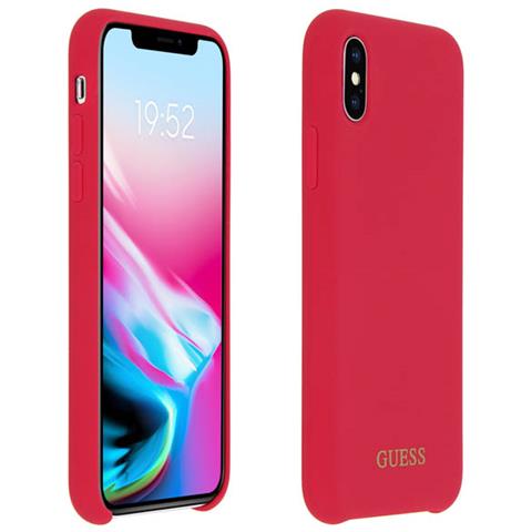 Cover Iphone Xs / X Silicone Soft-touch Guess Effetto Velluto - Rosso - Foto 1
