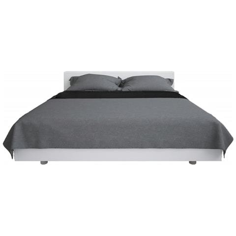 Copriletto Double-face Trapuntato 220x240 Cm Grigio E Nero - Foto 4