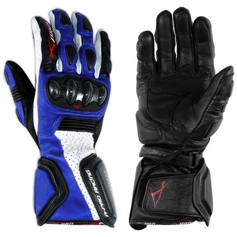 Guanto Pista Moto Tecnico Protezioni Carbonio Professionale Pelle Blu 3xl - Foto 1