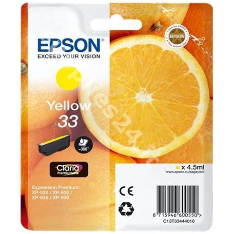 Original Cartuccia D'inchiostro Giallo C13t33444010 T3344 ~300 Pagine 4.5ml - Foto 1