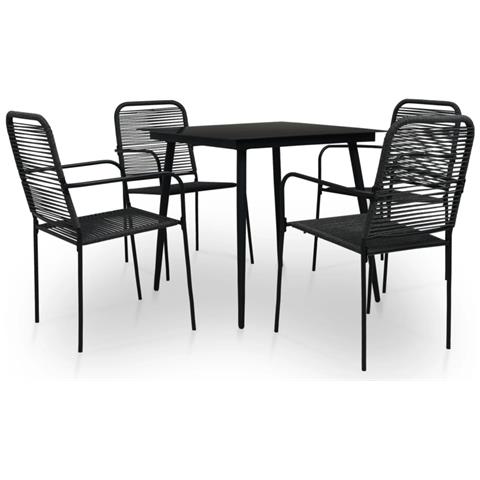 Set Da Pranzo Da Esterni 5 Pz In Corda Di Cotone E Acciaio Nero - Foto 1