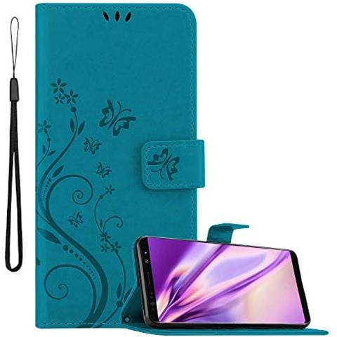 Custodia Compatibile Con Samsung Galaxy Note 8 In Blu Fiore - Coperchio Protettivo In Design Floreale Con Chiusura Magnetica, Funzione Stand E Slot Per Carte - Foto 1