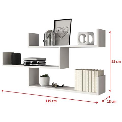 Kassi - Mensole A Partete / Scaffale Murale / Ripiani A 3 Livelli / Pannello Sospeso / Mensole A Muro (bianco)  - Foto 3