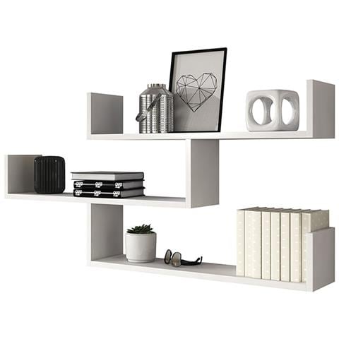Kassi - Mensole A Partete / Scaffale Murale / Ripiani A 3 Livelli / Pannello Sospeso / Mensole A Muro (bianco)  - Foto 1