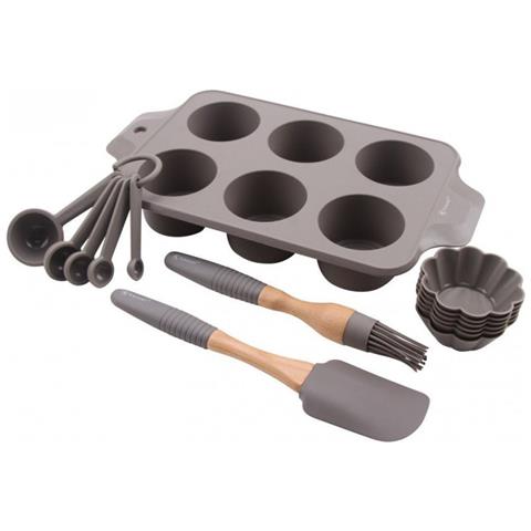 93703 Set Per La Cottura Di Muffin In Silicone Con Utensili In Legno Di Acacia - Foto 3
