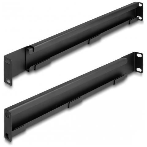 DeLOCK Staffa di montaggio da 19? lunghezza regolabile 368 - 600 mm per armadio di rete 1U 2 pezzi, Staffa di supporto, Nero, Metallo, 48,3 cm (19"), 368 mm, 60 mm - Foto 1