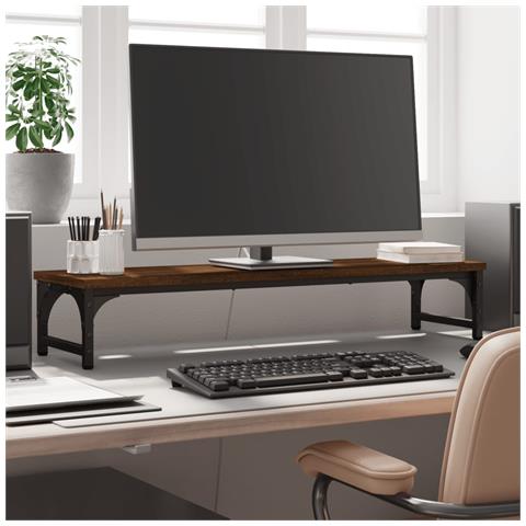 Supporto Monitor Rovere Marrone 85x23x15,5 Cm Legno Multistrato - Foto 6