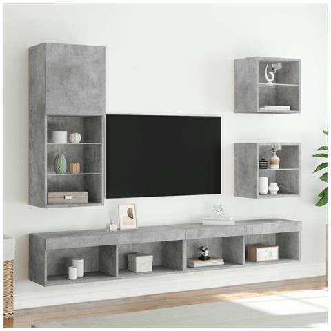 Mobile Tv Con Luci Led Grigio Cemento 40,5x30x102 Cm - Foto 3
