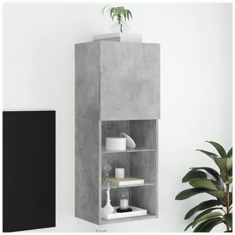 Mobile Tv Con Luci Led Grigio Cemento 40,5x30x102 Cm - Foto 1