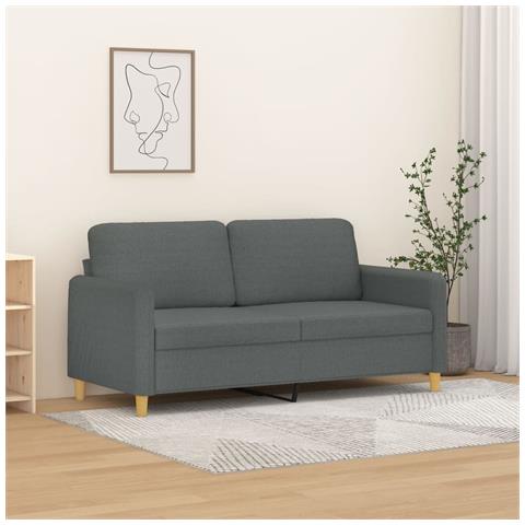 Divano A 2 Posti Grigio Scuro 140 Cm In Tessuto - Foto 1