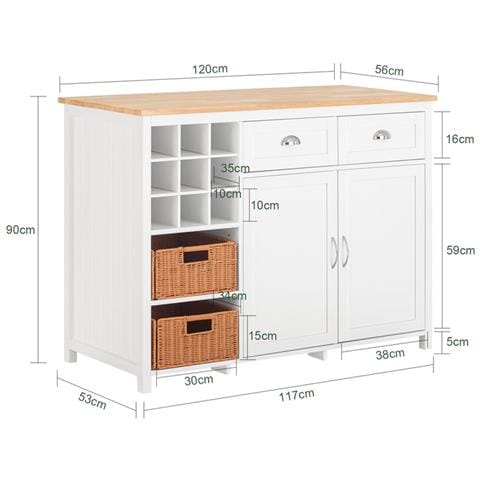 Isola Cucina Mobile Da Cucina Mobile Credenza Tavolo Da Bar Buffet Bianco Knl05-w - Foto 2