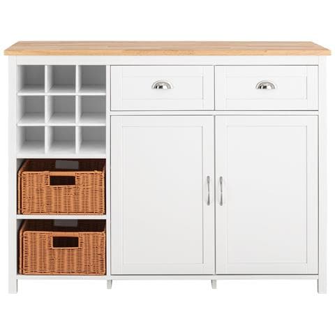Isola Cucina Mobile Da Cucina Mobile Credenza Tavolo Da Bar Buffet Bianco Knl05-w - Foto 1