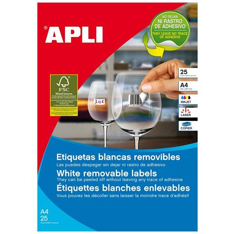 Adesivi /etichette Apli 10199 Bianco 35,6 X 16,9 Mm A4 25 Foglie - Foto 1