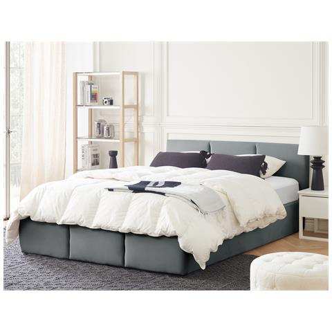 Letto Contenitore Velluto Bousse 160 X 200 Cm Grigio Scuro - Foto 1