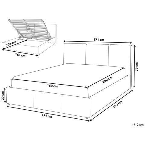 Letto Contenitore Velluto Bousse 160 X 200 Cm Grigio Scuro - Foto 15