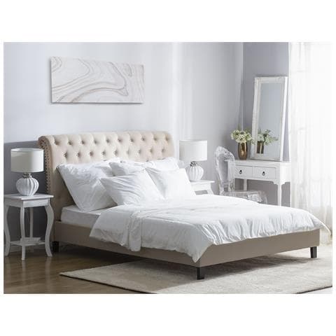 Letto Tessuto Reims 180 X 200 Cm Beige - Foto 1