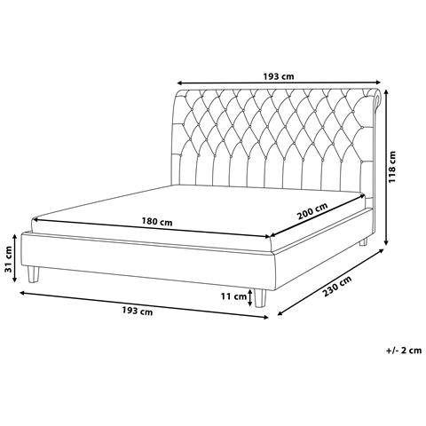 Letto Tessuto Reims 180 X 200 Cm Beige - Foto 8