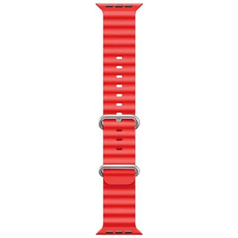 S1 Grooved Soft Silicone 20mm Strap For Apple Watch 49mm / 45mm / 44mm / 42mm Red - Foto 1