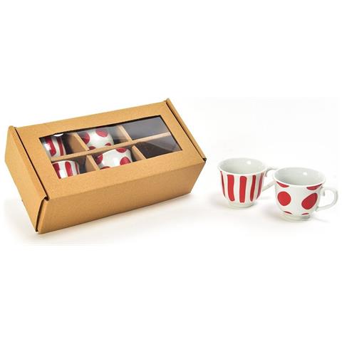 M Home - Set 6 Tazzine In Porcellana 90ml 23.5x11.5x6.8 Cm - Foto 1