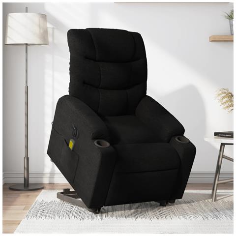 Poltrona Alzapersona Massaggiante Elettrica Nera In Tessuto - Foto 1