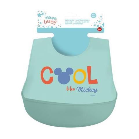 Bavaglino In Silicone Con Tasca Mickey Cool, Azzurro - Foto 2