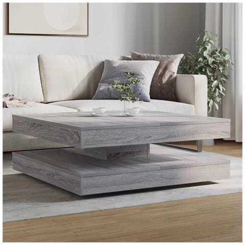 Tavolino Da Caffè Girevole A 360 Gradi Grigio 90x90x34,5 Cm - Foto 3